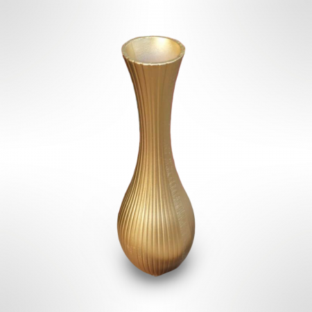 فازة خشب عنق طويل لون ذهبي